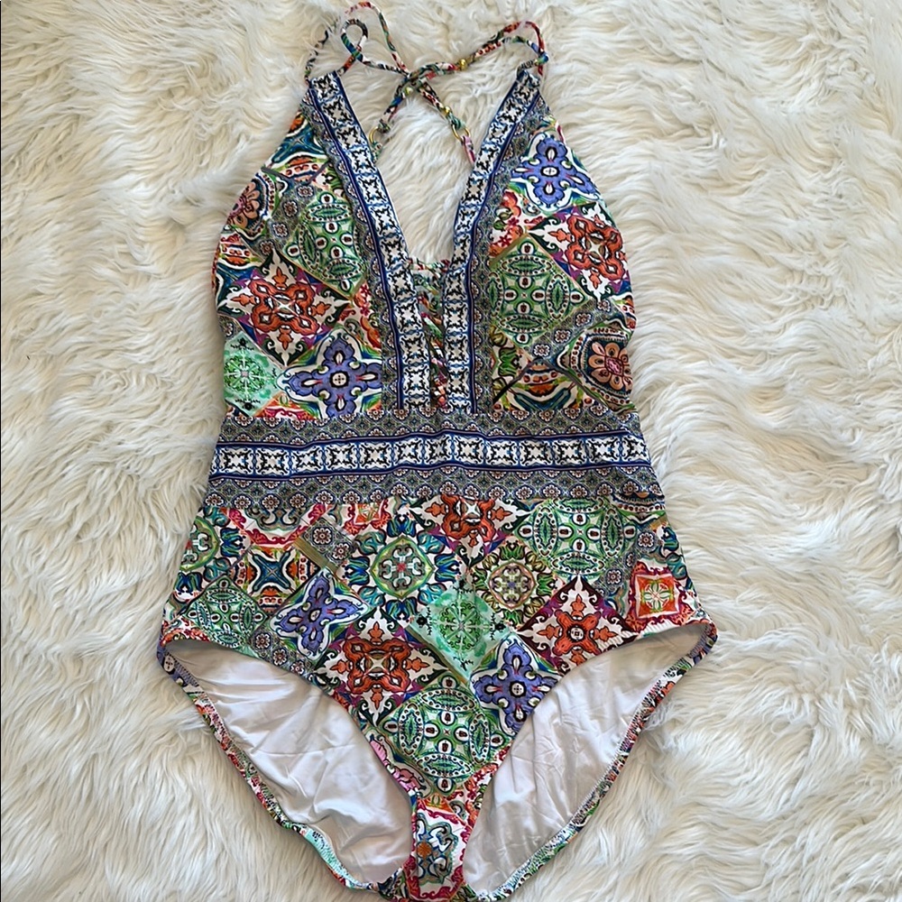 Colorful Patterned One-Piece Swimsuit by Nanette Lepore